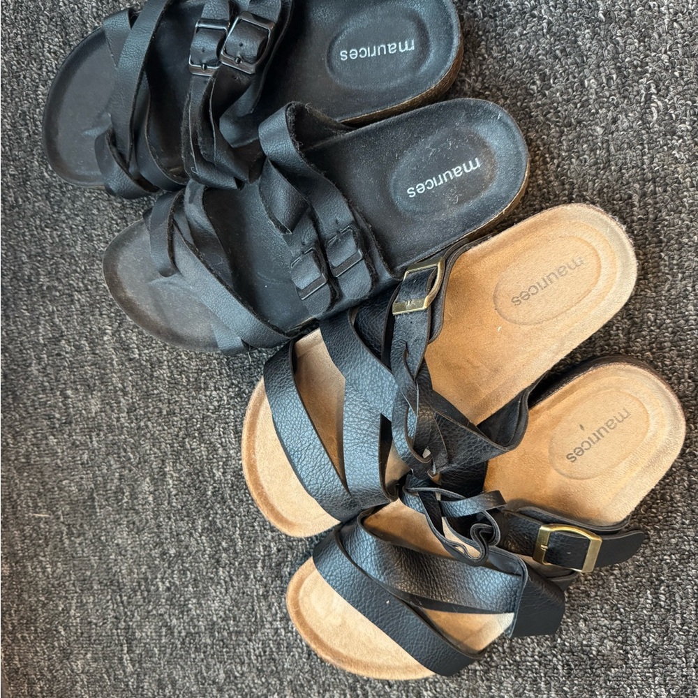 Black Knotted Strap Sandals for Casual Comfort
